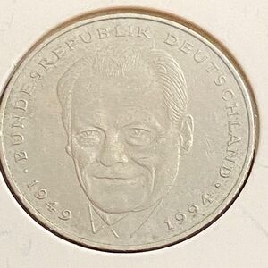 5/$10❤️Vintage 1995 2 Duetche Marks Willy Brandt German Coin ❤️BUNDLE IT $2!!!